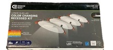 Commercial Electric Slim 4in Color Selectable Canless Recessed LED Kit 4PK WS402