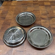Vintage Silvalyte Silvered Glass Coasters Mid-century Barware Lot Of 3 MCM