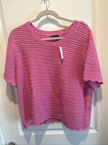 NWT GAP KNIT SHORT SLEEVE SHIRT TOP WOMENS SIZE EXTRA LARGE XL HOT PINK TOP