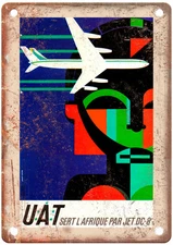 Vintage UAT DC 8 Travel Poster Retro Look Sign T2650