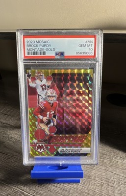 2023 Panini Mosaic - Montage Brock Purdy #M-4 Gold Mosaic Prizm /10