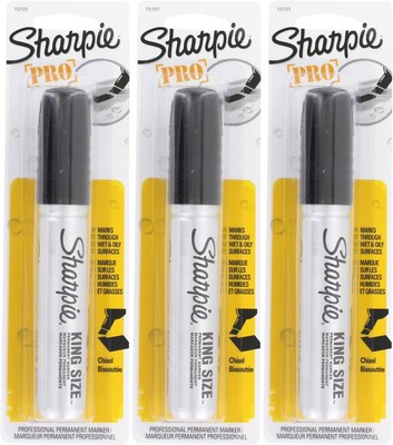 Sharpie Pro King Size Permanent Marker, Chisel 1 Count (Pack of 3), White 