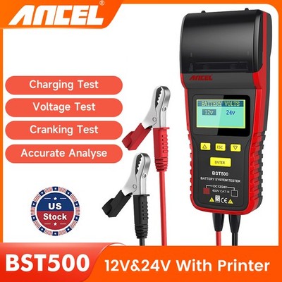 ANCEL BST500 12V/24V Car Heavy Truck Battery Tester Charge System With Printer