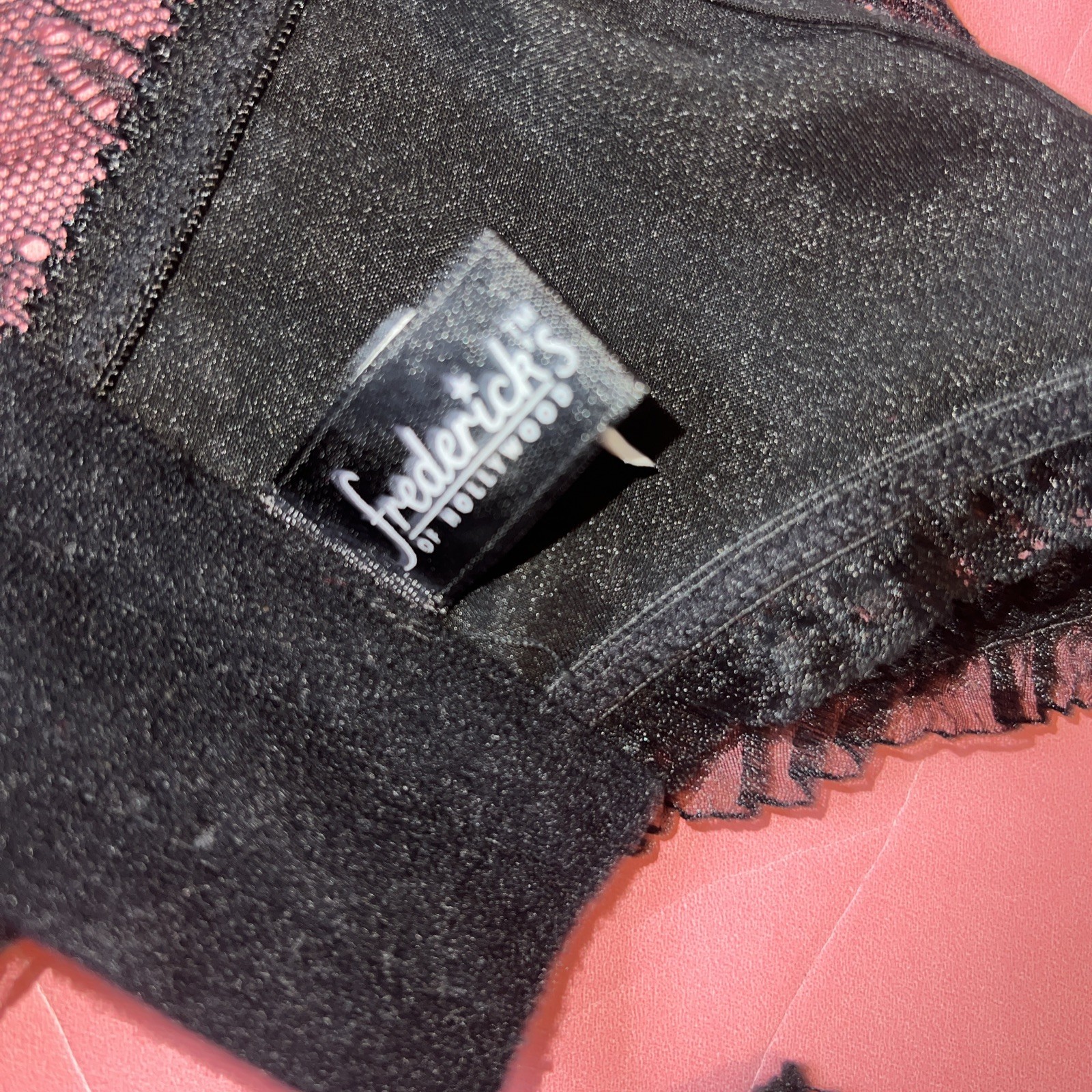 Frederick’s Of Hollywood S garter belt Skirt Lot BLACK Mesh Lace Flocked White