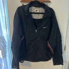 Nike Vintage Windbreaker Jacket Mens XL Black Burgundy Full Zip Mesh Lined
