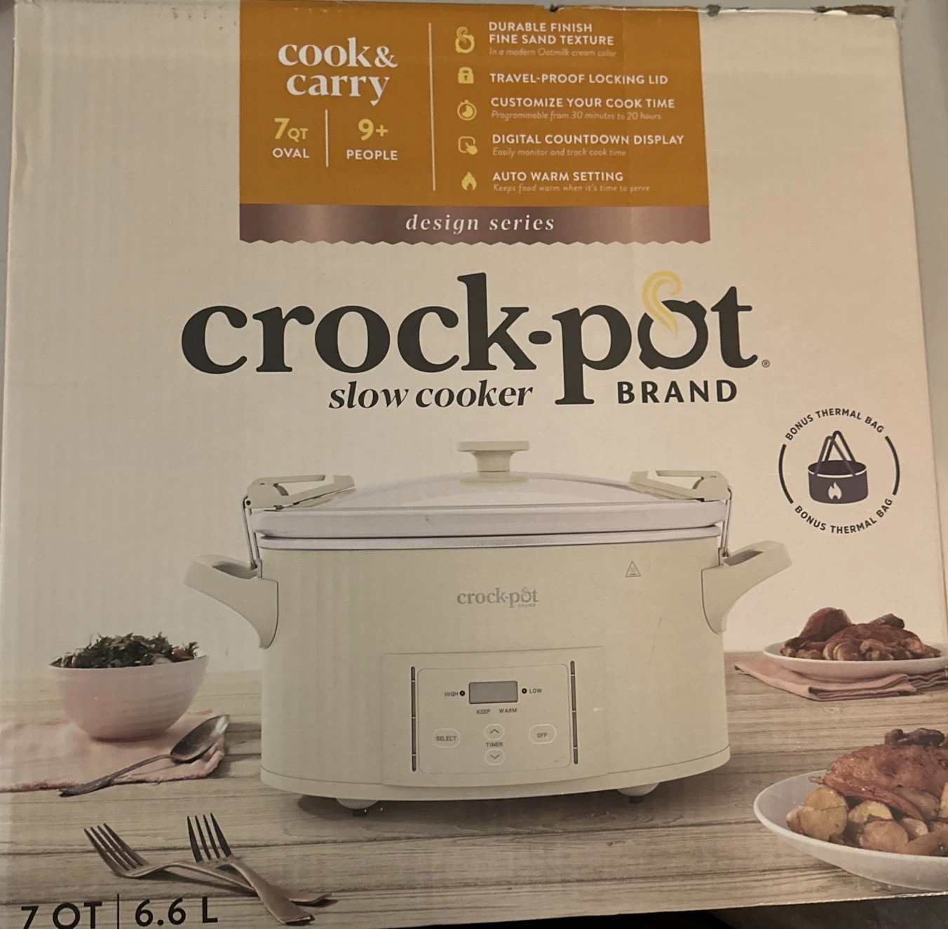 Crock-Pot 990453673 Design Series 7-Quart Cook & Carry Slow Cooker Damaged Box