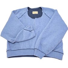 We The Free People Pullover Sweatshirt Raw Hem Relaxed Fit Blue Lagenlook Boho