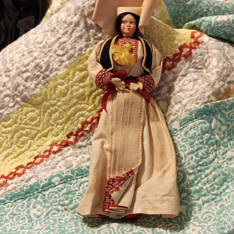 Greek Handmade Folk Costume Doll Traditional Dress Souvenir Collectible 9"