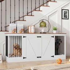 71" Large Dog Crate Furniture for 2 Dog, Dog Crate TV Stand w/Removable Divider