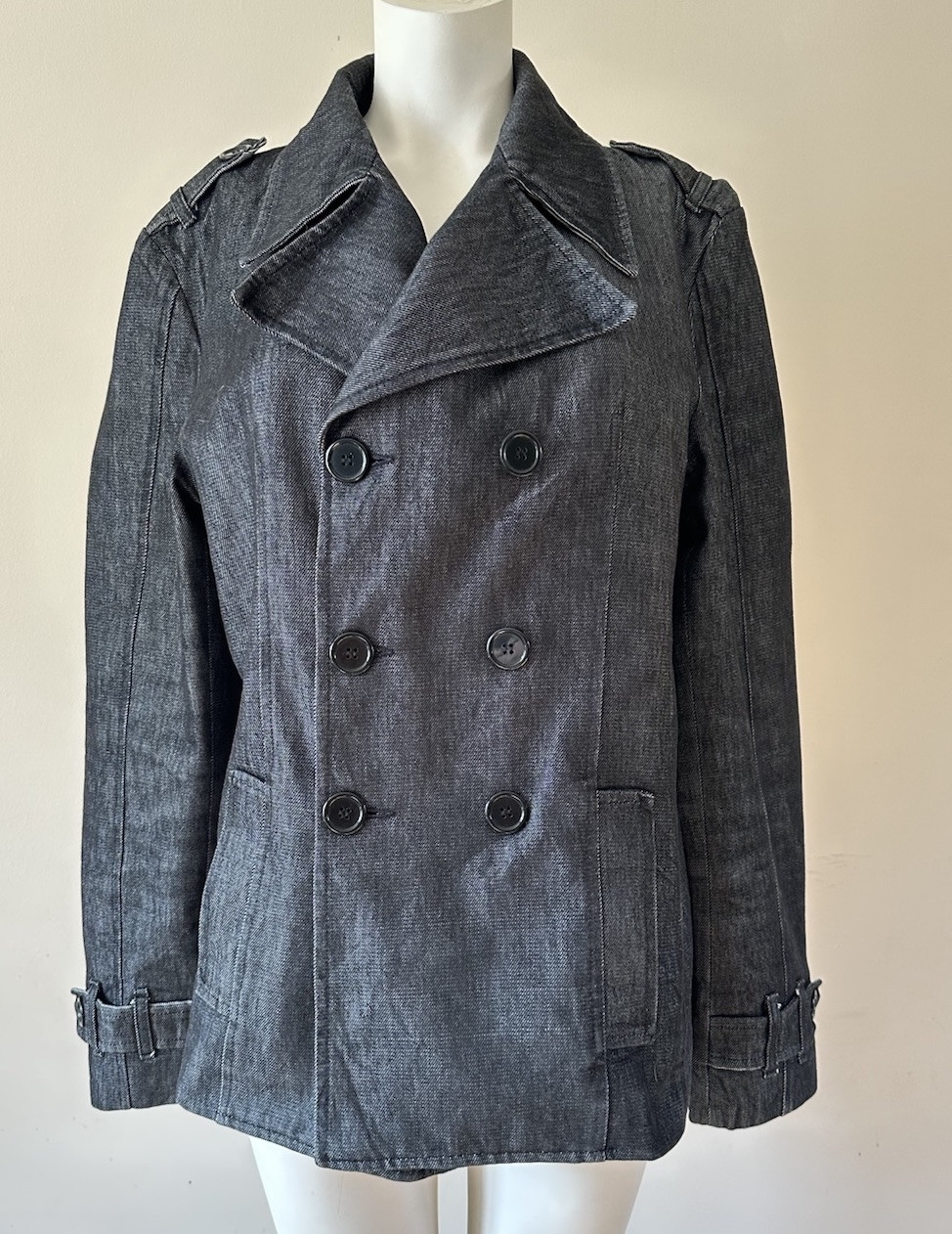 Ladies Denim Mac Jacket Size 14 Grey black