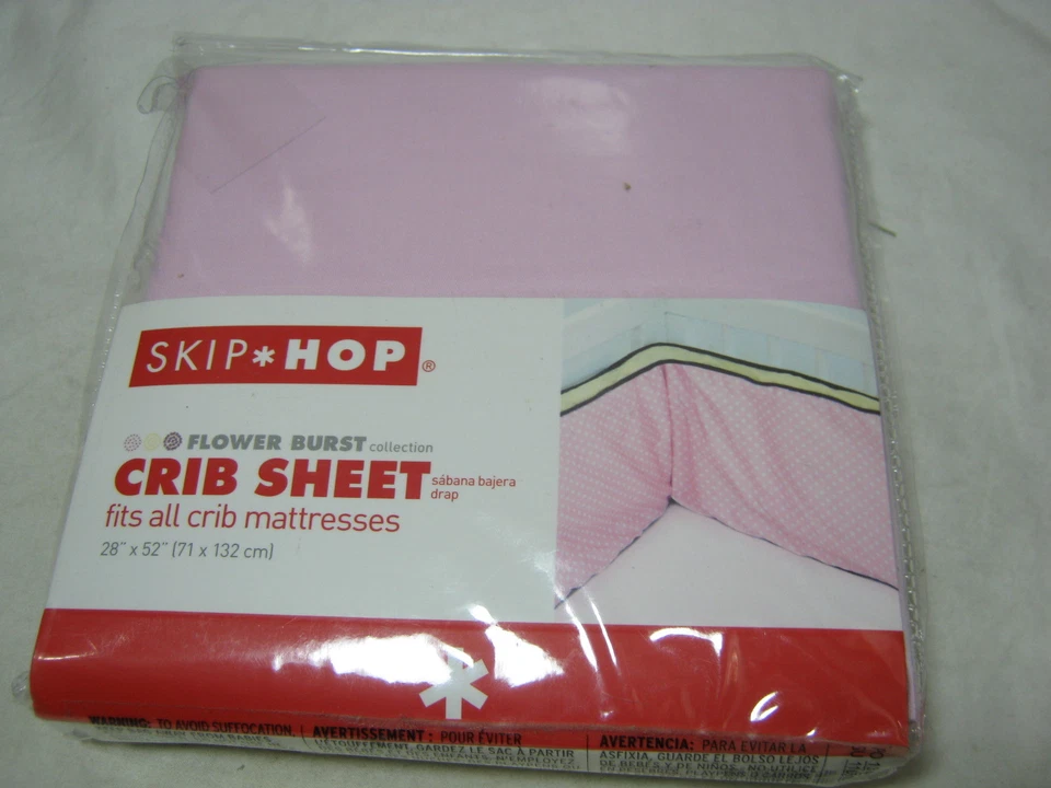 Nuevo Skip * Hop Flower Burst Collection Sábana para Cuna - Rosa Sólido 28x52 - Nuevo en Paquete Foto 2 de 4