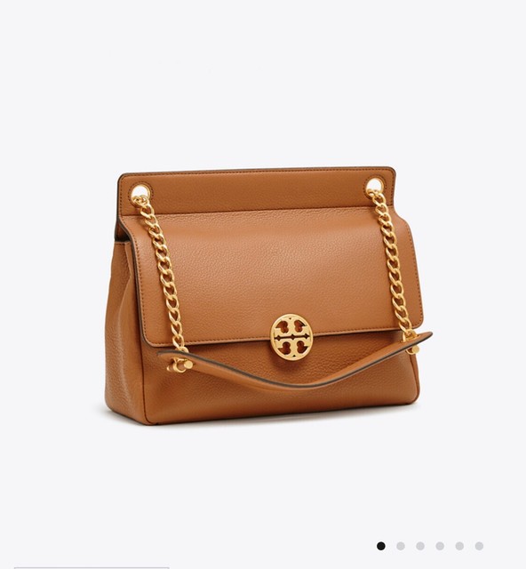 TORY BURCH Chelsea Flap Shoulder Bag Womens Leather NWT Free Gift Classic Tan