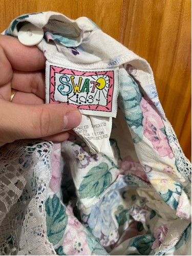 Vintage 90s SWAT Kids Girl’s Dress Floral Lace Circle Skirt Tie Back Size 6 - Picture 4 of 5