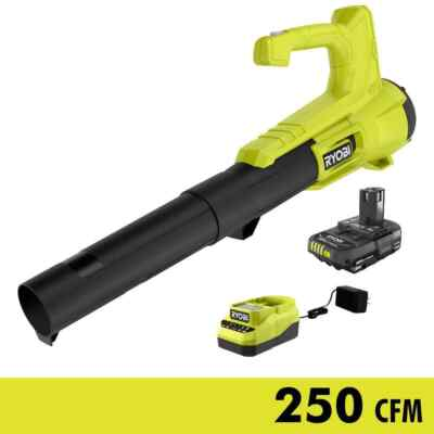#ad RYOBI ONE 18V 90 MPH 250 CFM Leaf Blower Sweeper with 2.0 Ah Battery Charger $69.99