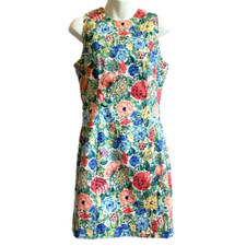 Vintage Henry & Harvie Sheath Dress Floral Cotton Blend Lined 