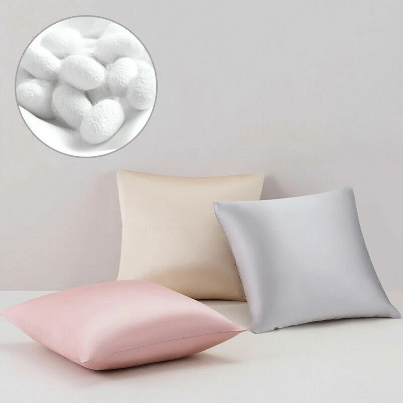 Funda de almohada cuadrada lisa 100 % seda morera sofá coche funda de cojín Foto 4 de 4