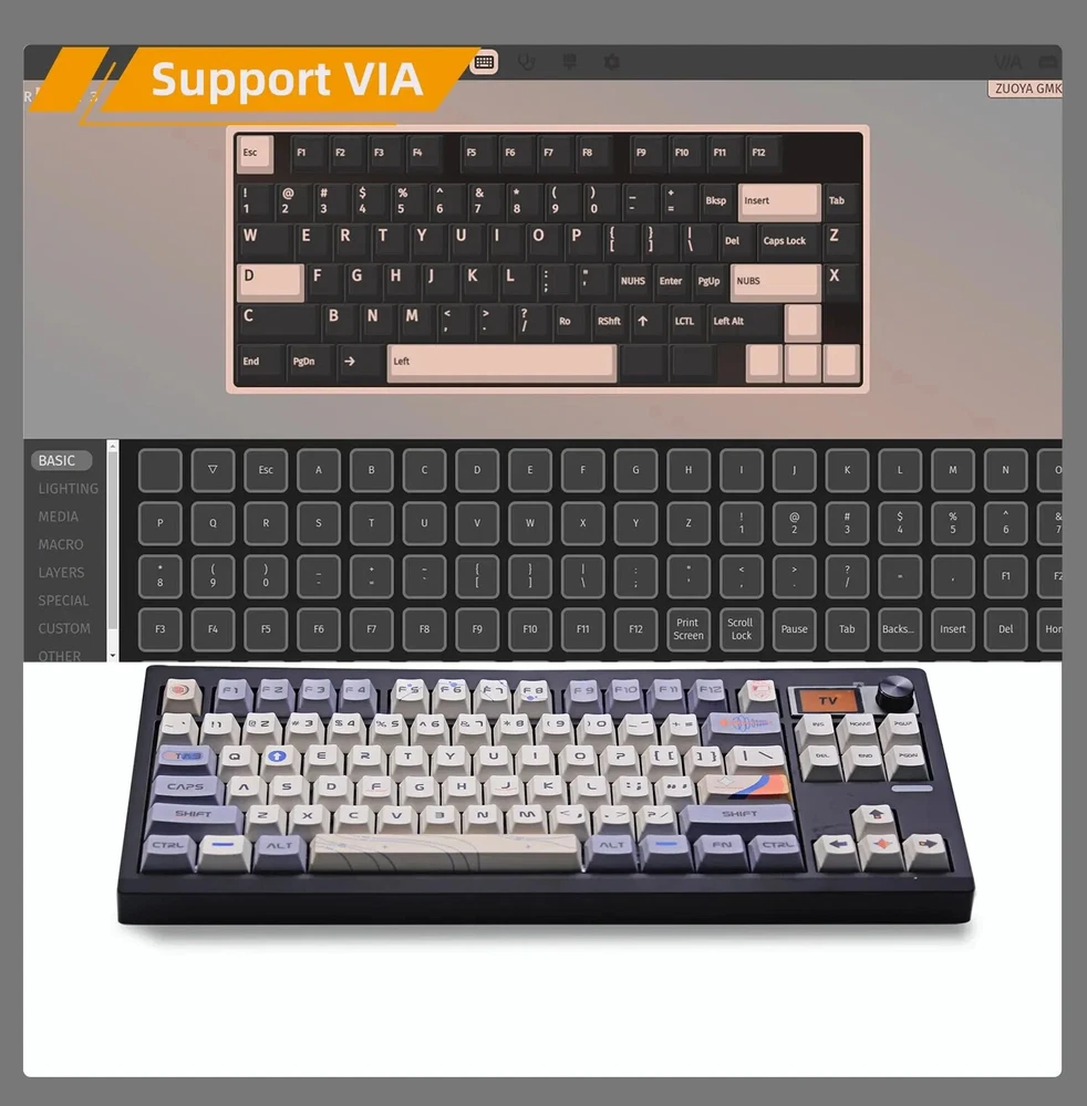 Mechanical Keyboard Kit with RGB Backlit Display and Gasket Structure