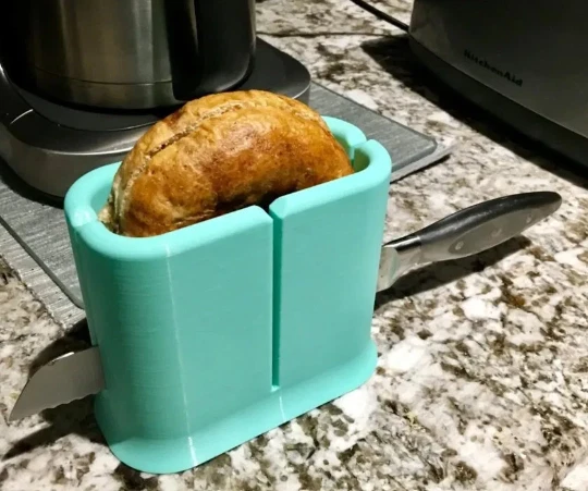 Cortadora de bagels | Soporte para bagels | Soporte para corte de bagels | Estación de comida para desayuno Foto 3 de 4