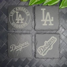 Los Angeles LA Dodgers Coaster Set MLB Brand New Laser Engraved Stone Hand Made