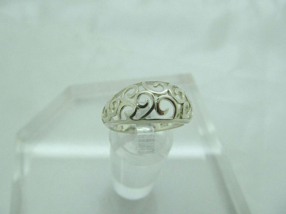 NV Sterling Silver .925 OPENWORK SWIRL DESIGN DOME RING sz. 8.75