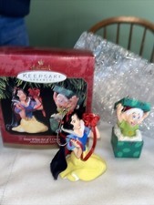 VTG Hallmark Ornament Set Of 2 1997 Snow White  Dopey- Anniversary Edition NIB
