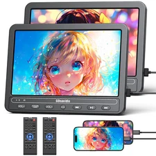 2x10.5" Portable Car Headrest DVD Player Monitor HD Screen Region Free Headset