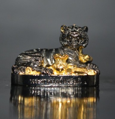 Suea Kin Mai Sin Tiger Amulet Phra Aj Prasut Thai 2K Gold Wealth Business Charm