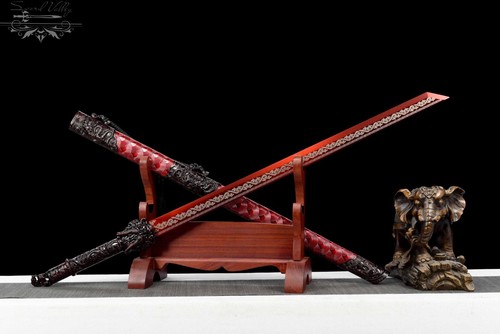 Handmade Katana/Manganese Steel/Fighting Master/Real/Collectible Sword/Red - Picture 2 of 12