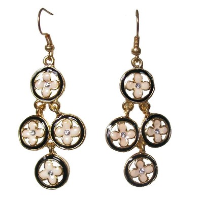 Black Gold Enamel Flower Drop Dangle Hook Earrings Women Las Dress Jewelry Uk Black Gold Enamel Flower Drop Dangle, Black And Gold Chandelier Earrings Uk