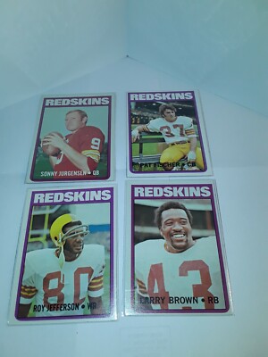 LOT OF 4 UNGRADED 1972 TOPPS NFL TRADING CARD WASHINGTON FOOTBALL TEAM BROWN, JU