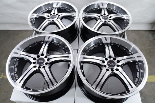 Kudo Racing Utopia 18x8 5x100 5x114.3 5x4.5 Black w/Polish Face Wheels Rims (4) - Picture 6 of 8