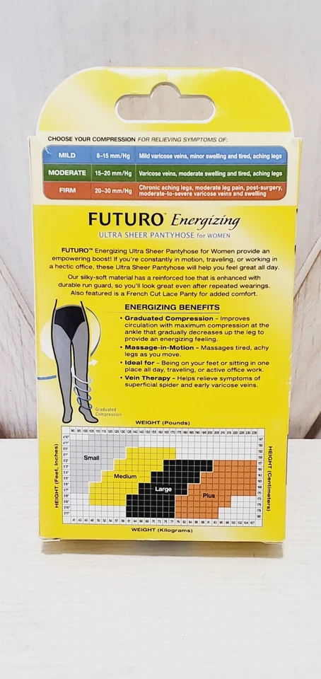 FUTURO Ultra Sheer Pantyhose Energizing Support Mild French Cut Nude Large - Image 2 of 2