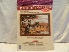 C-25 NEW RIOLIS COUNTED CROSS-STITCH KIT A “ZEBRAS IN THE SAVANNAH” #1143