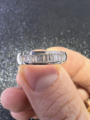 14K White Gold Men's Baguette Diamond Band Channel Set Men's