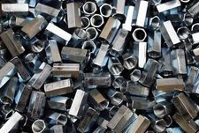 (100) Hex Coupling Nuts Fine 1/2-20 x 5/8 x 1-1/4 Threaded Rod Connector Zinc