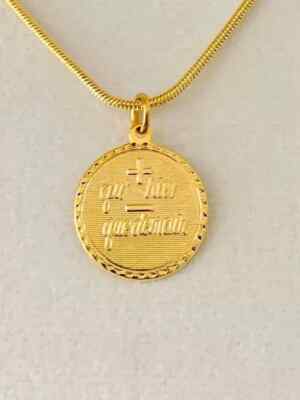 Without Stone Plus Qu'hier Moins Que Demain Pendant 14k Yellow Gold Plated Gift