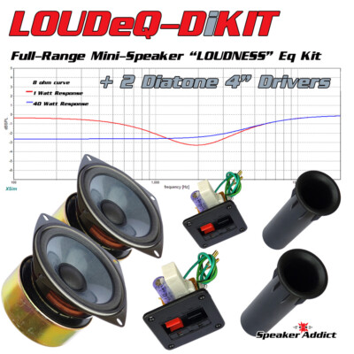 PAIR LOUDeQ-DiKIT 4 inch Diatone High End Full Range Mini Speaker Kit with EQ
