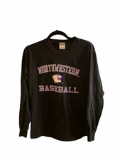 Gildan Ultra Cotton Northwestern Baseball Long Sleeve Youth T-Shirt Size S
