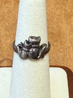 Vintage Kitty Cats Couple 925 Sterling Silver Love Ring Size 6 4496