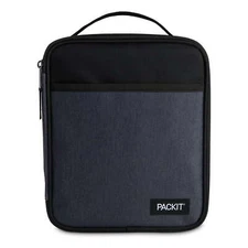 PackIt Freezable, Reusable Upright Lunch Box, Charcoal and Black