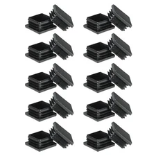 Square Plastic Hole Plugs 1.6inch, 20 Pack Tubing Insert End Cap, Black