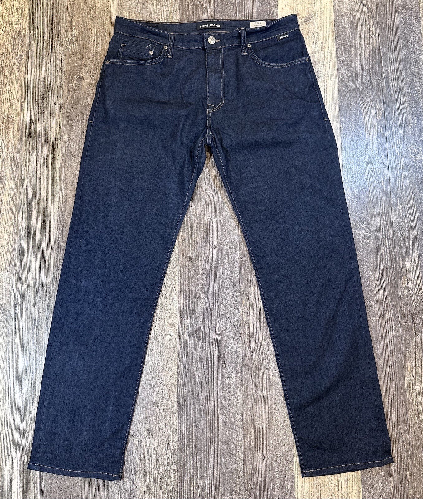 Mavi Jeans Mens 36x31* Blue Zach Straight Preppy Premium Dark Wash Stretch Denim