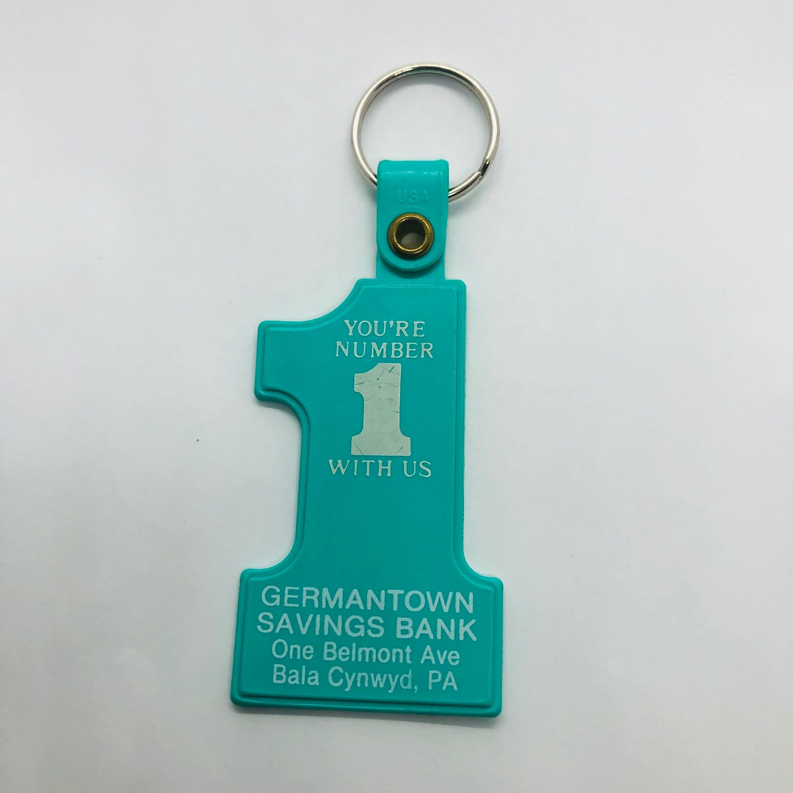 Vtg Germantown Savings Bank Advertising Plastic #1 Keychain Bala Cynwyd PA