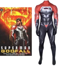 Superman Godfall Jumpsuit Carnival Bodysuit Halloween Cosplay Costume Adult Kids