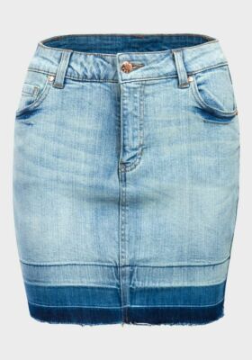 Damen blau Denim Knopfleiste Bleistiftrock Sommer Mini Bodycon Jeans Tasche