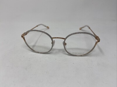 ESCADA EYEWEAR VES891 08FC GRAY GOLD 50-20-135 ROUND EYEGLASSES I580