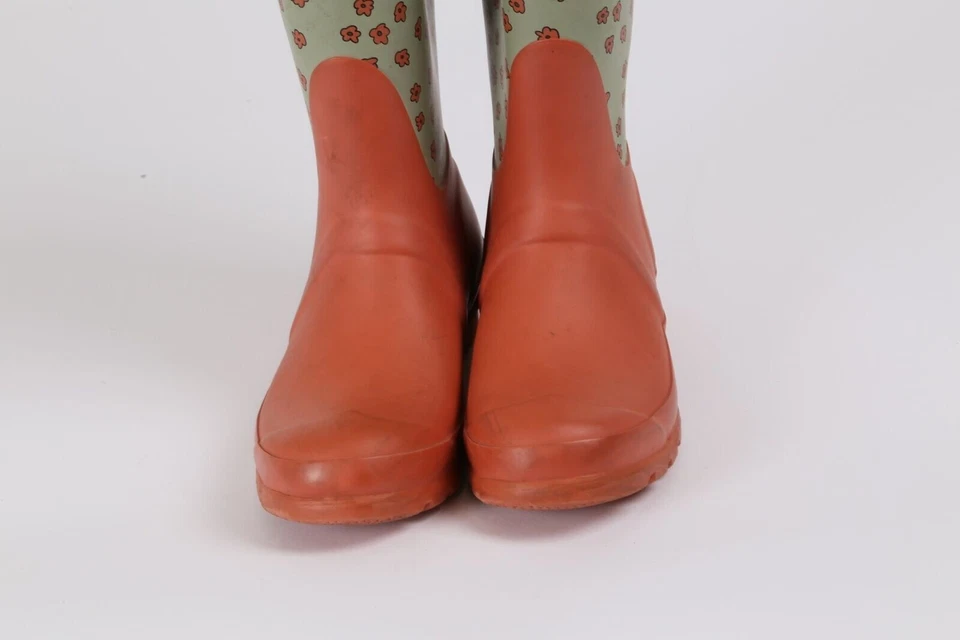 HUNTER 橙色橡胶花卉雨靴,尺寸 EU 37 US 5 — 第 2/4 张图片