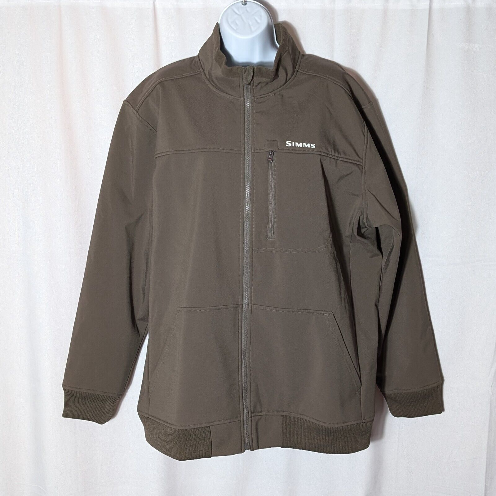 SIMMS Rogue softshell JACKET Sz XL YKK front ZIP FLEECE-LINED MOSS GREEN A GEM !