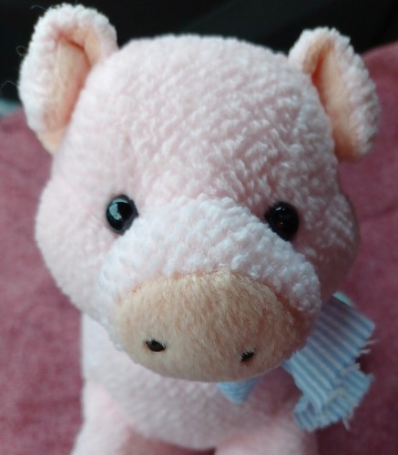 Original Amela Design Pink Pig Plush Stuffed Animal Baby Lovey with Rattle - Picture 9 of 9