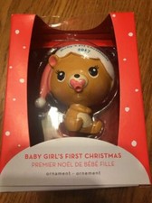 Greetings 2017 Baby Girl's First Christmas Bear Ornament Ships N 24h